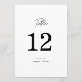 Minimalist Black White Script Wedding Table Number 招待状 (裏面)