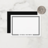Minimalist Black White Two Border Monogram ノートカード (正面/裏面インサイチュ)