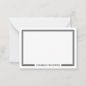 Minimalist Black White Two Border Monogram ノートカード (正面)