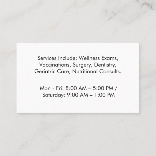 Minimalist Black & White Veterinary Clinic 名刺 (裏面)