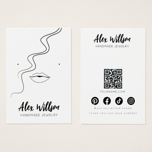 Minimalist Black White Wavy Hair Jewelry Display (正面&裏面)