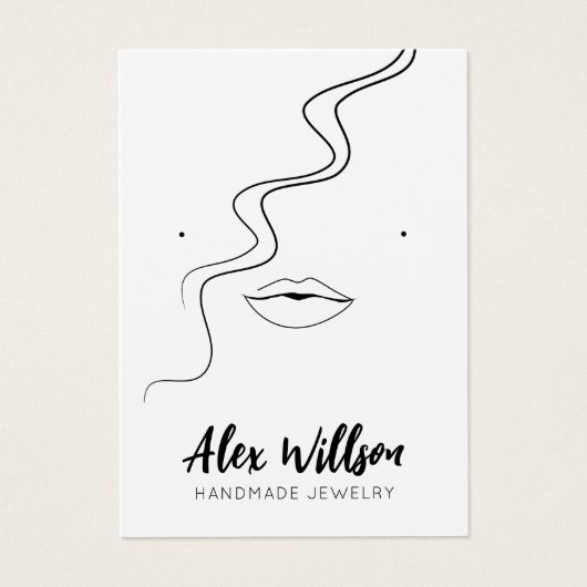 Minimalist Black White Wavy Hair Jewelry Display (正面)