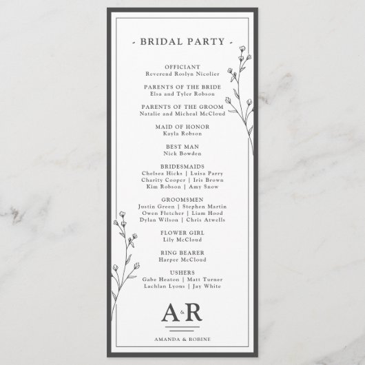 Minimalist Black & White Wedding プログラム (裏面)
