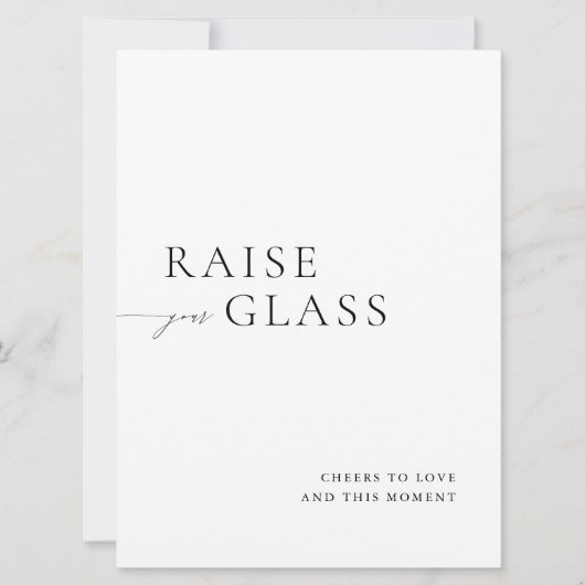 Minimalist Black & White Wedding Bar Sign 招待状 (正面)