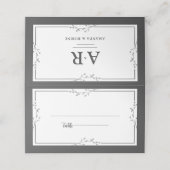 Minimalist Black & White Wedding Folded Place Card プレイスカード (外部開封)