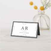 Minimalist Black & White Wedding Folded Place Card プレイスカード (裏面)