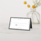 Minimalist Black & White Wedding Folded Place Card プレイスカード (正面)