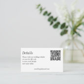 Minimalist Black White Wedding QR Code Details エンクロージャーカード (スタンド正面)