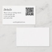 Minimalist Black White Wedding QR Code Details エンクロージャーカード (正面/裏面)