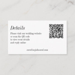 Minimalist Black White Wedding QR Code Details エンクロージャーカード