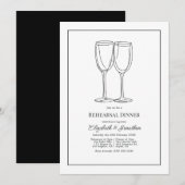 Minimalist Black & White Wedding Rehearsal Dinner 招待状 (正面/裏面)