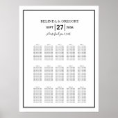 Minimalist Black White Wedding Seating Chart ポスター (正面)