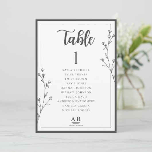 Minimalist Black & White Wedding Seating Plan Card (スタンド正面)