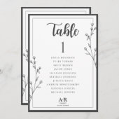 Minimalist Black & White Wedding Seating Plan Card (正面/裏面)