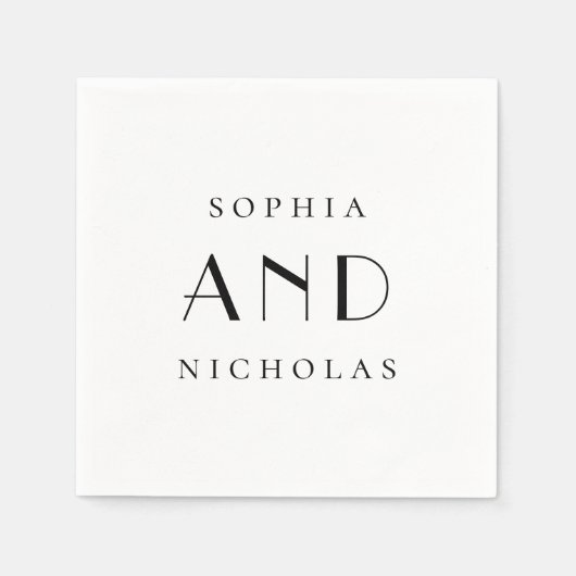 Minimalist Black & White Wedding | Simple Clean スタンダードカクテルナプキン (正面)