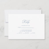 Minimalist Black With Blue Wedding RSVP Cards (正面)