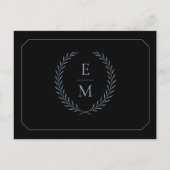 Minimalist Black With Blue Wedding Save The Date 案内ポストカード (裏面)