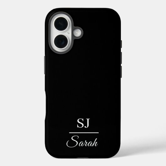 Minimalist Black with Name and Initial  Case-Mate iPhoneケース (裏面)