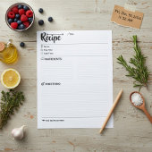 Minimalist Blank Recipe Pages / Paper Sheet Modern