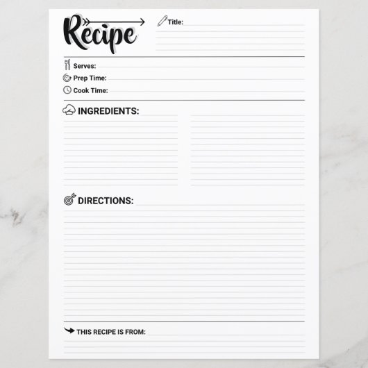 Minimalist Blank Recipe Pages / Paper Sheet Modern (正面)