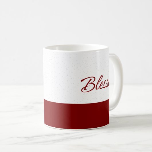 Minimalist Blessed Burgundy Script Art コーヒーマグカップ (正面右)