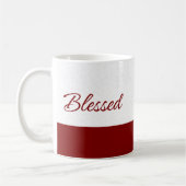 Minimalist Blessed Burgundy Script Art コーヒーマグカップ (左)