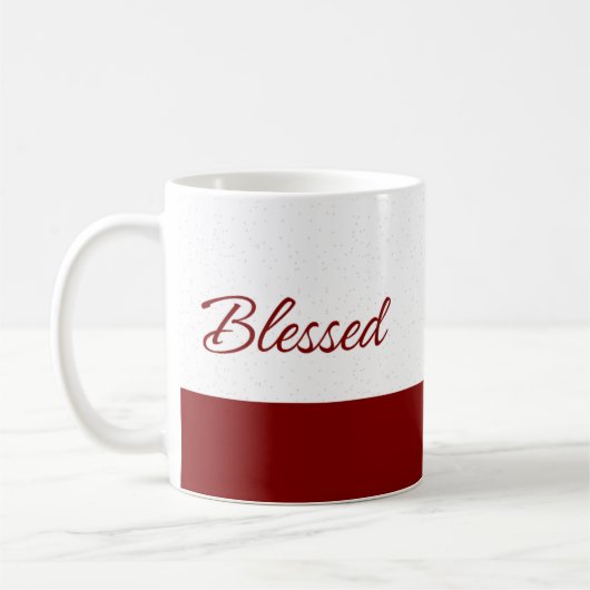 Minimalist Blessed Burgundy Script Art コーヒーマグカップ (左)