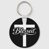 Minimalist Blessed Cross Christian Faith Design キーホルダー (正面)