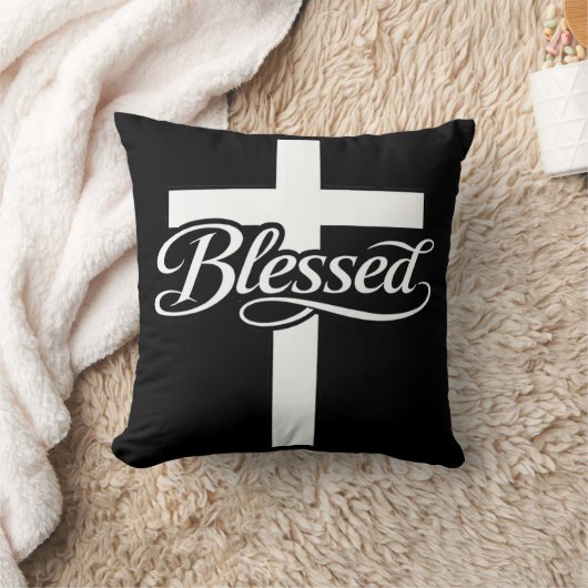 Minimalist Blessed Cross Christian Faith Design クッション (ブランケット)