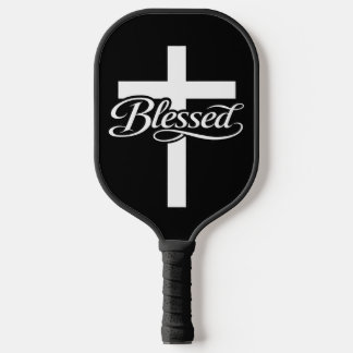 Minimalist Blessed Cross Christian Faith Design ピックルボールラケット