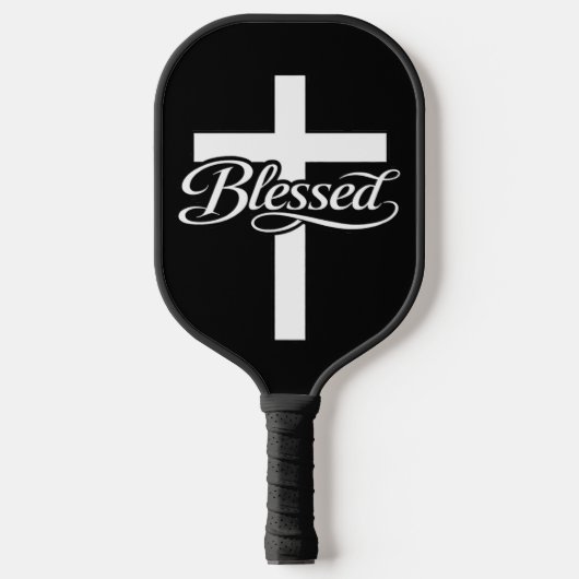 Minimalist Blessed Cross Christian Faith Design ピックルボールラケット (正面)