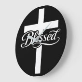 Minimalist Blessed Cross Christian Faith Design ラージ壁時計 (傾斜)