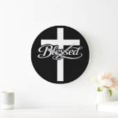 Minimalist Blessed Cross Christian Faith Design ラージ壁時計 (ホーム)