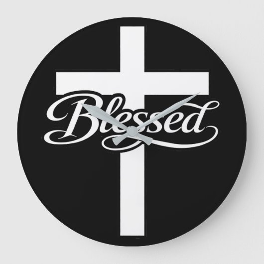 Minimalist Blessed Cross Christian Faith Design ラージ壁時計 (正面)