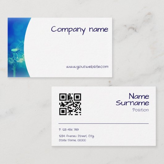 Minimalist blowball photography QR Business Card 名刺 (正面/裏面)