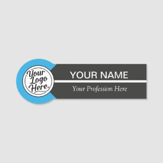 Minimalist Blue Accent Business Name Tag 名札