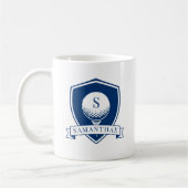 Minimalist Blue and White Modern Initial Monogram コーヒーマグカップ (左)