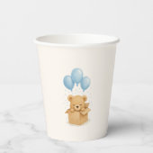 Minimalist Blue Balloon Bear Baby Shower 紙コップ (裏面)