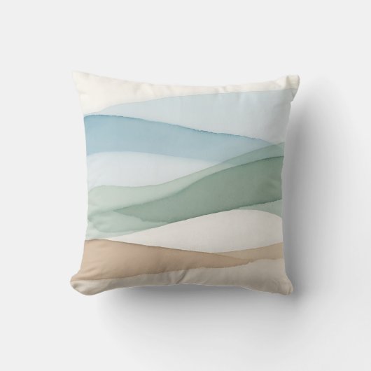 Minimalist Blue Beige Landscape クッション (正面)
