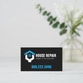 Minimalist Blue Black House Repair Contractor 名刺 (スタンド正面)