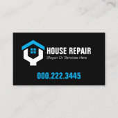 Minimalist Blue Black House Repair Contractor 名刺 (正面)