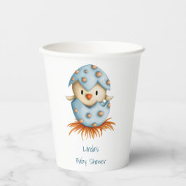 Minimalist Blue Boy Bird Hatching Baby Shower 紙コップ