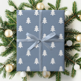 Minimalist Blue Boy Christmas Pine Tree Winter ラッピングペーパー