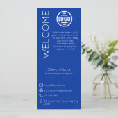 Minimalist Blue Church Connection Card 招待状 (スタンド正面)