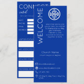 Minimalist Blue Church Connection Card 招待状 (正面/裏面)