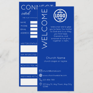 Minimalist Blue Church Connection Card 招待状