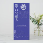 Minimalist Blue Church Connection Card 招待状 (スタンド正面)