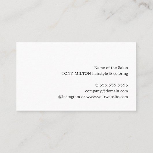 Minimalist Blue Faux Gold Scissors Hair Stylist 名刺 (裏面)