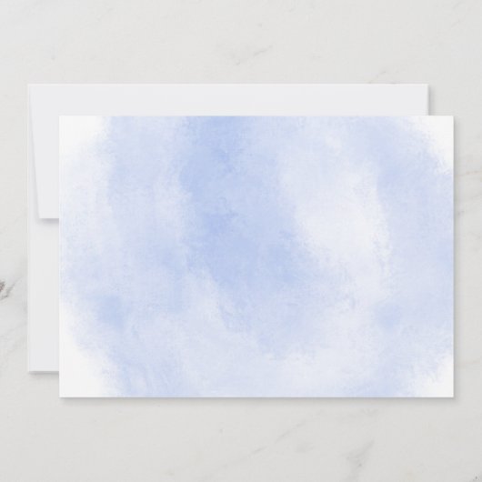 Minimalist Blue Floral Wedding Save the Date 招待状 (裏面)