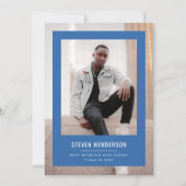 Minimalist Blue Frame Graduation Announcement 招待状 (正面)